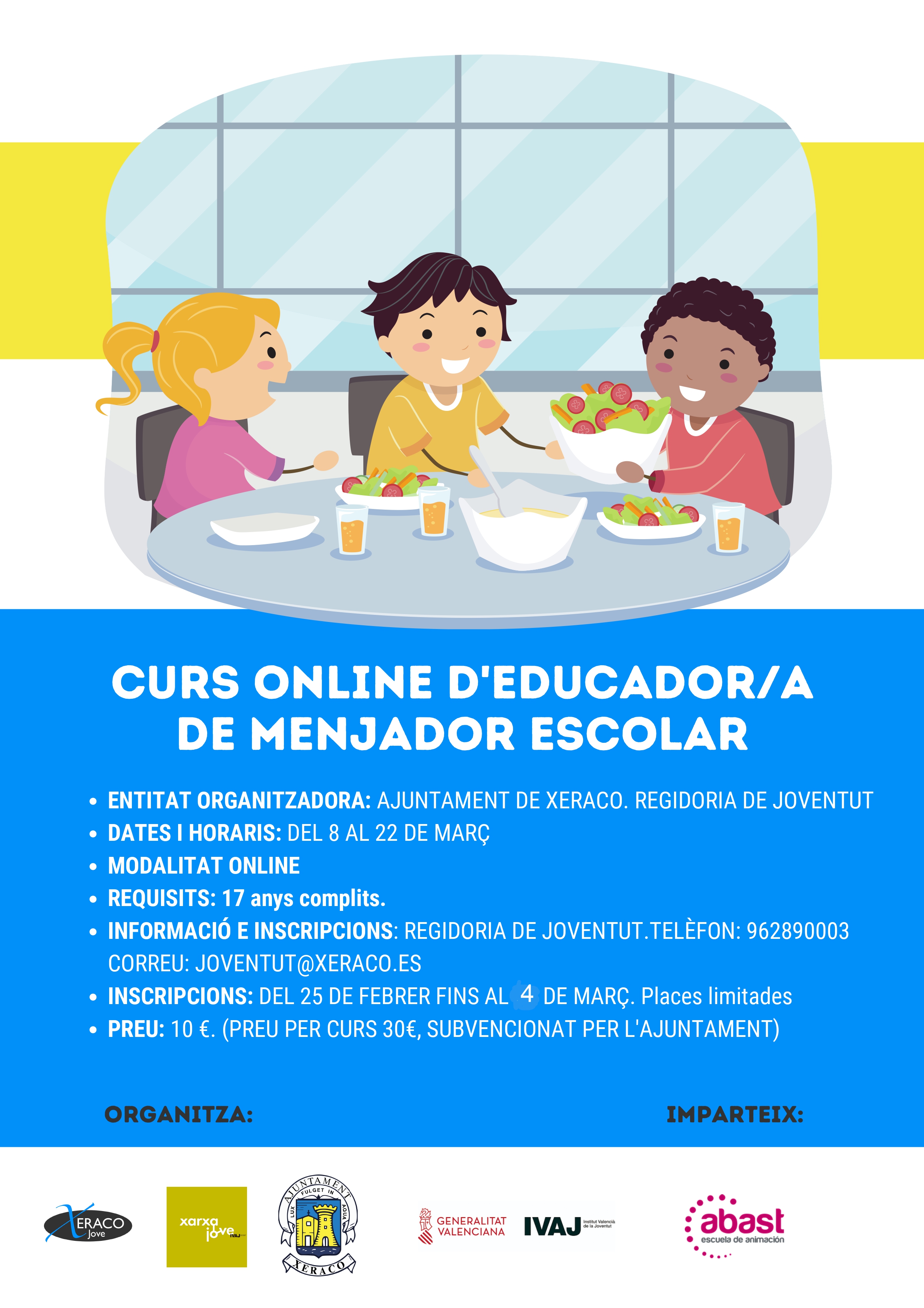 Cursos Online d'Educador/a de Menjador Escolar i d'Aula Matinal