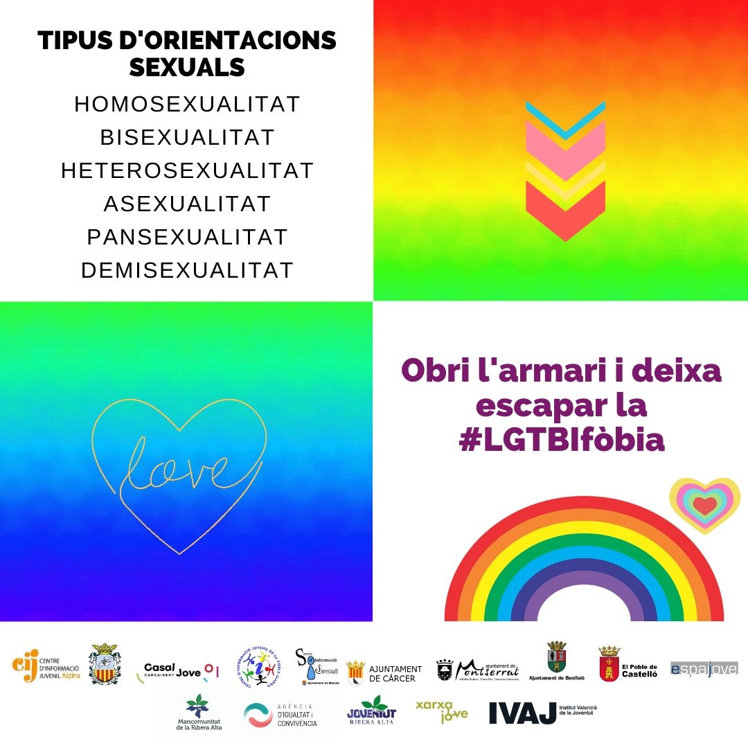 CAMPANYA DE PREVENCIÓ DE L’ODI CAP AL COL·LECTIU LGTBI “Joves Contra la LGTBIfòbia” - Departament de Joventut de la Mancomunitat de la Ribera Alta.