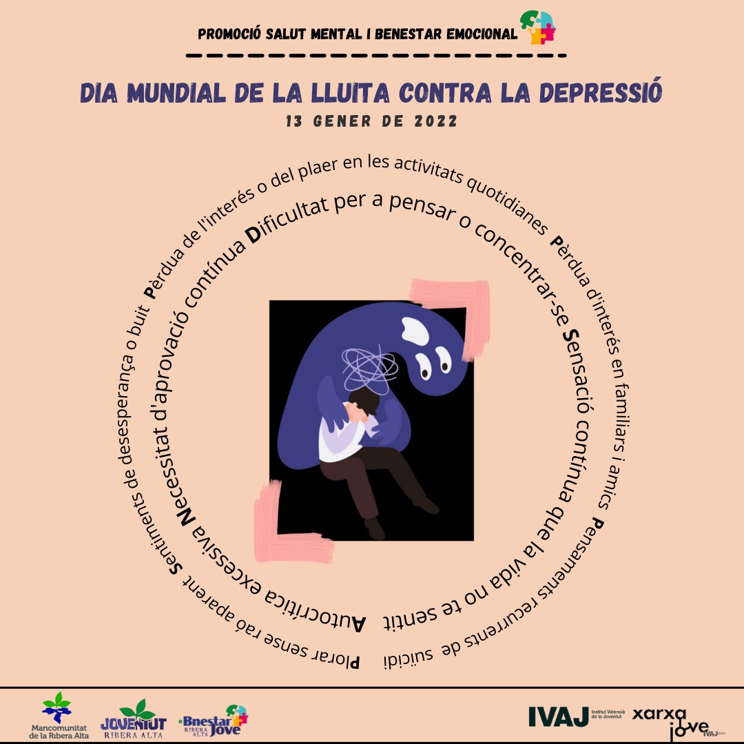 13 DE GENER DE 2022: Dia Mundial de la Lluita Contra la Depressió - Departament de Joventut de la Mancomunitat de la Ribera Alta.