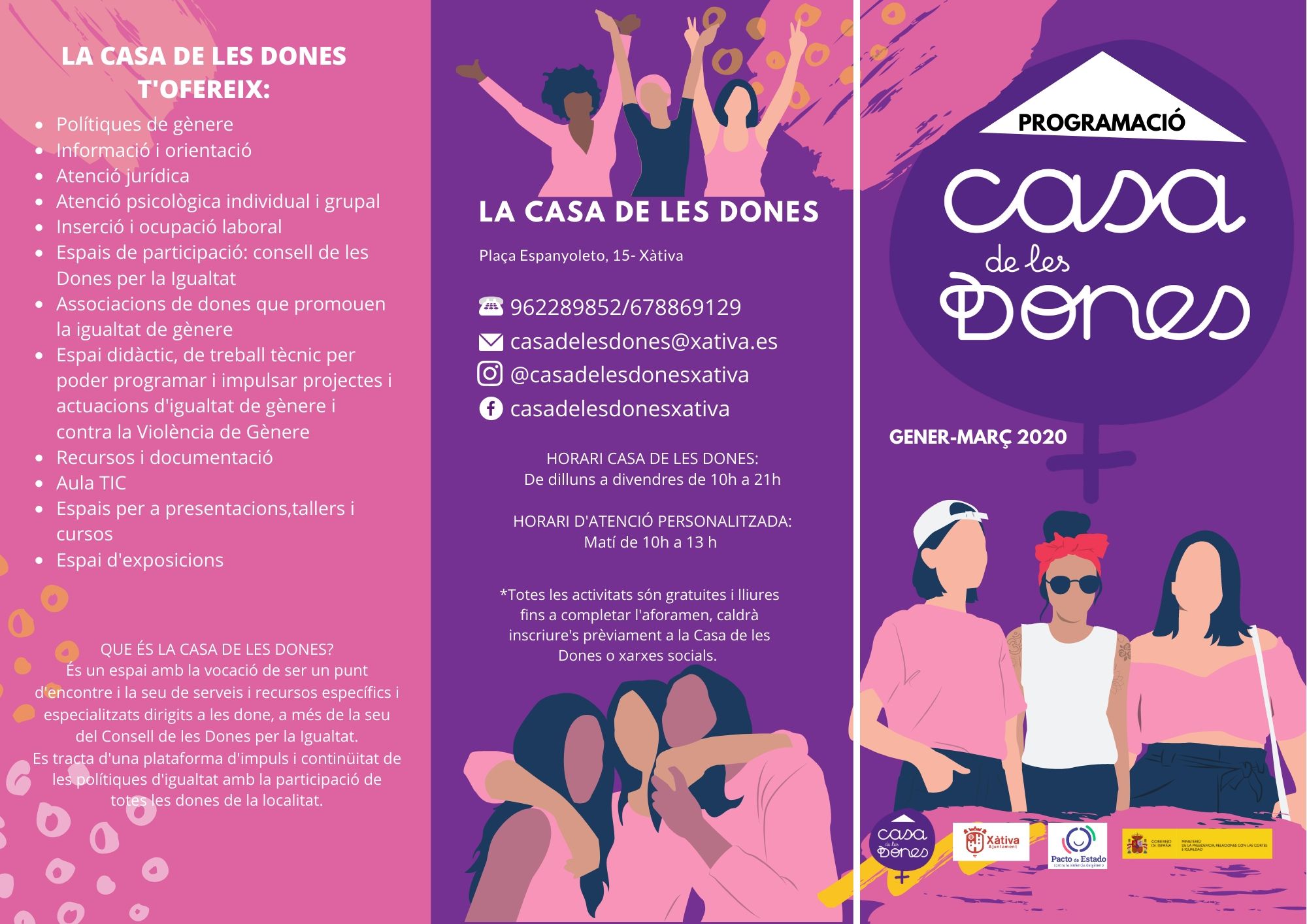 La Casa de les Dones de Xàtiva publica la seua programació Gener-Març 2020