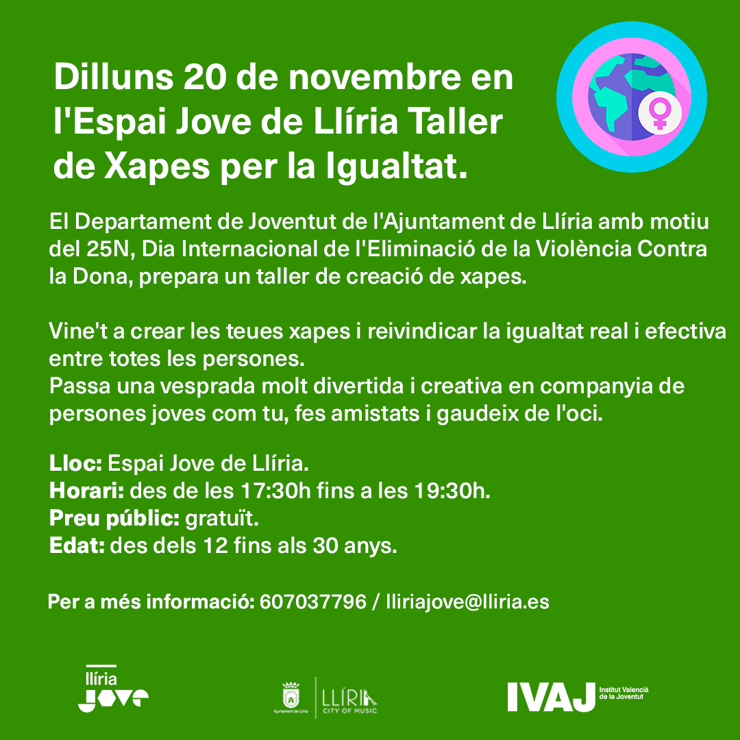 Taller de Xapes per la Igualtat · Lliria Jove