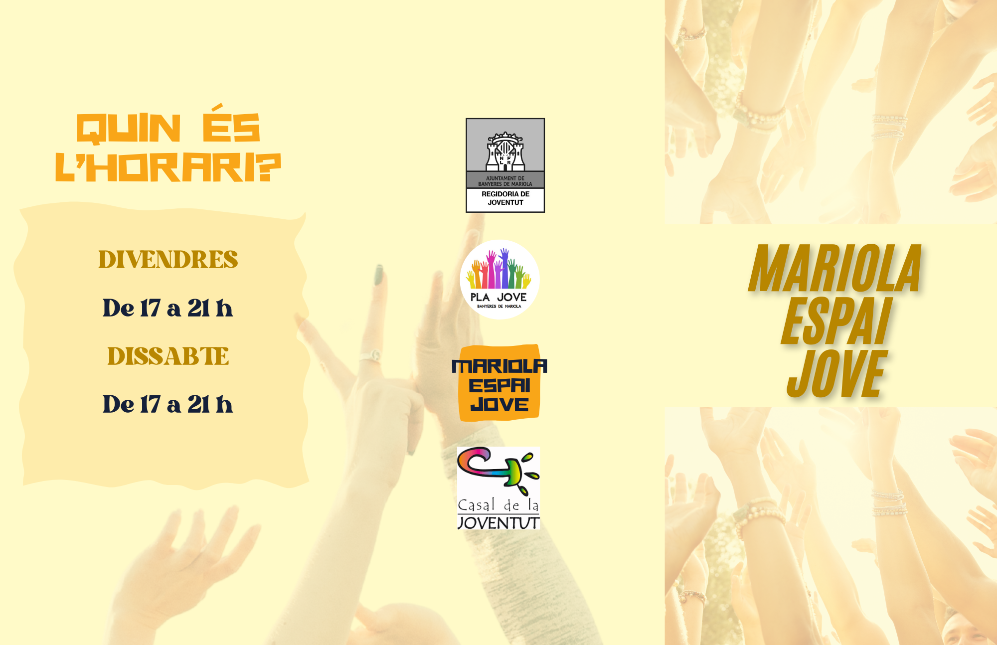 Programación de actividades servicio Mariola Espai Jove