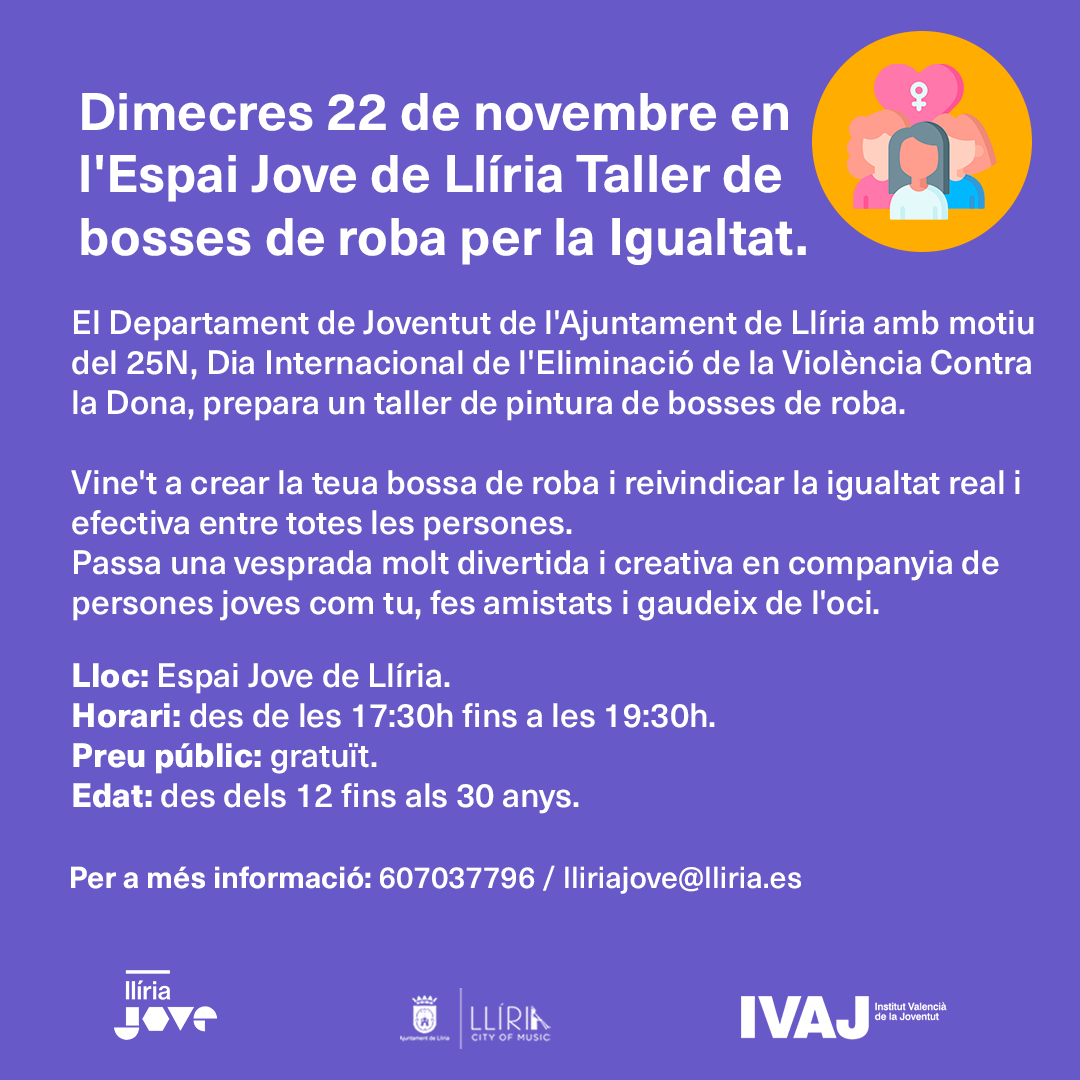 Taller de Bosses de Roba per la Igualtat · Llíria Jove