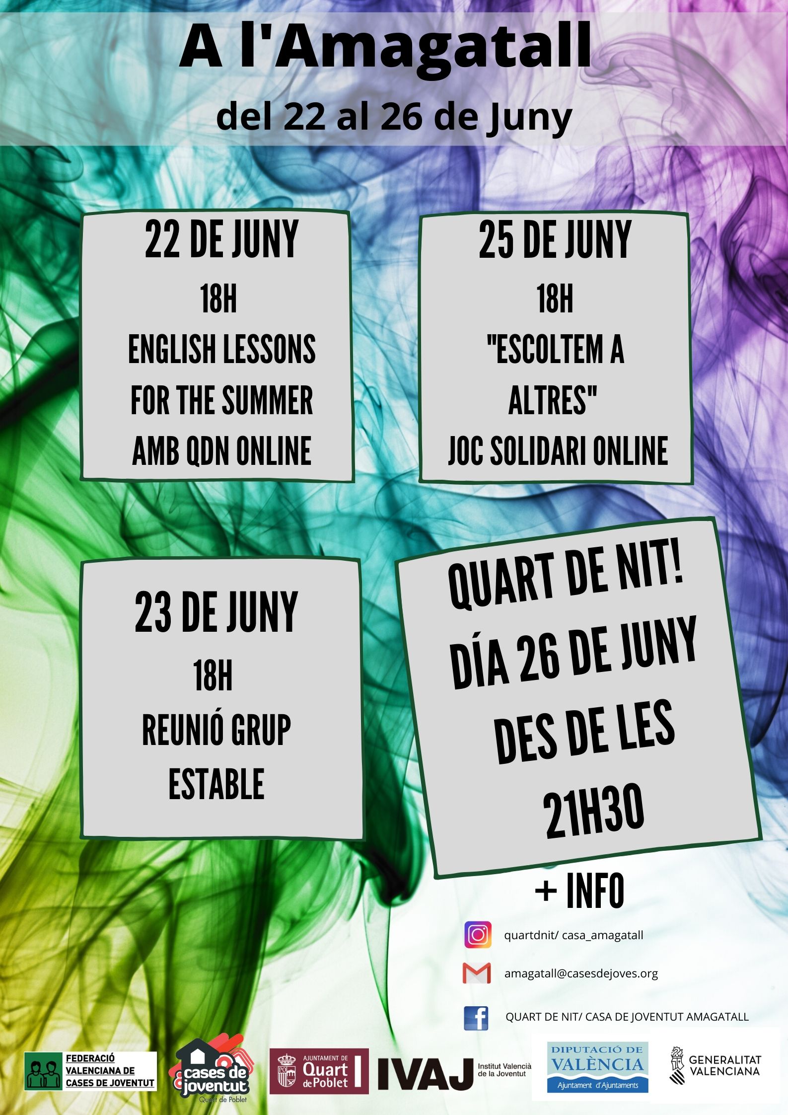 Actividades de la Casa de Joventut L’Amagatall del 29 de Junio al 5 de julio de 2020.